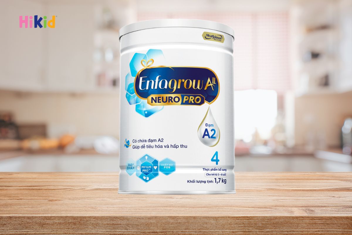 Sữa Enfagrow A2 Neuro Pro số 4 giúp bé tiêu hóa tốt, tăng cường trí não và miễn dịch.