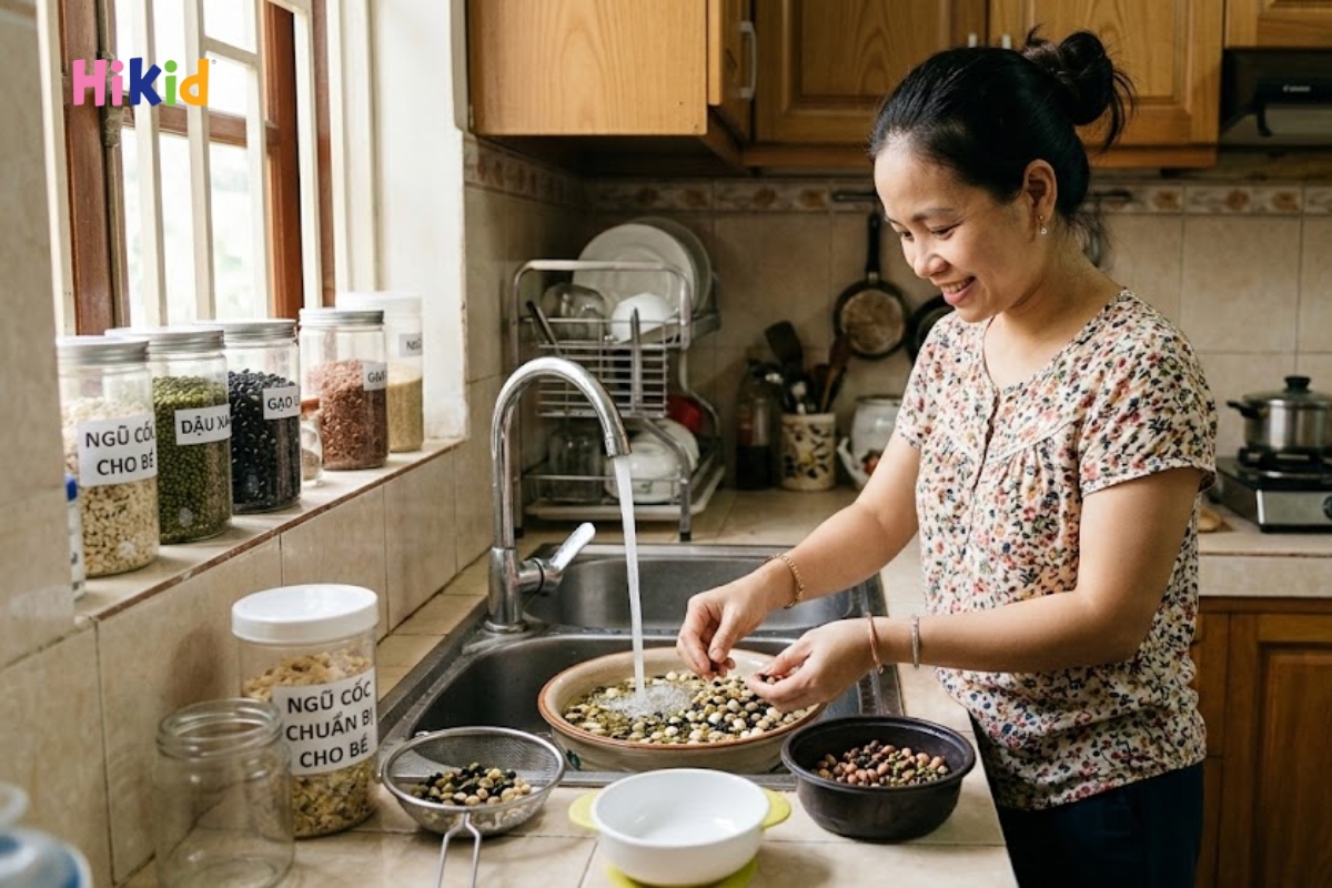 Rửa ngũ cốc sạch sẽ và loại bỏ hạt lép, sâu mọt