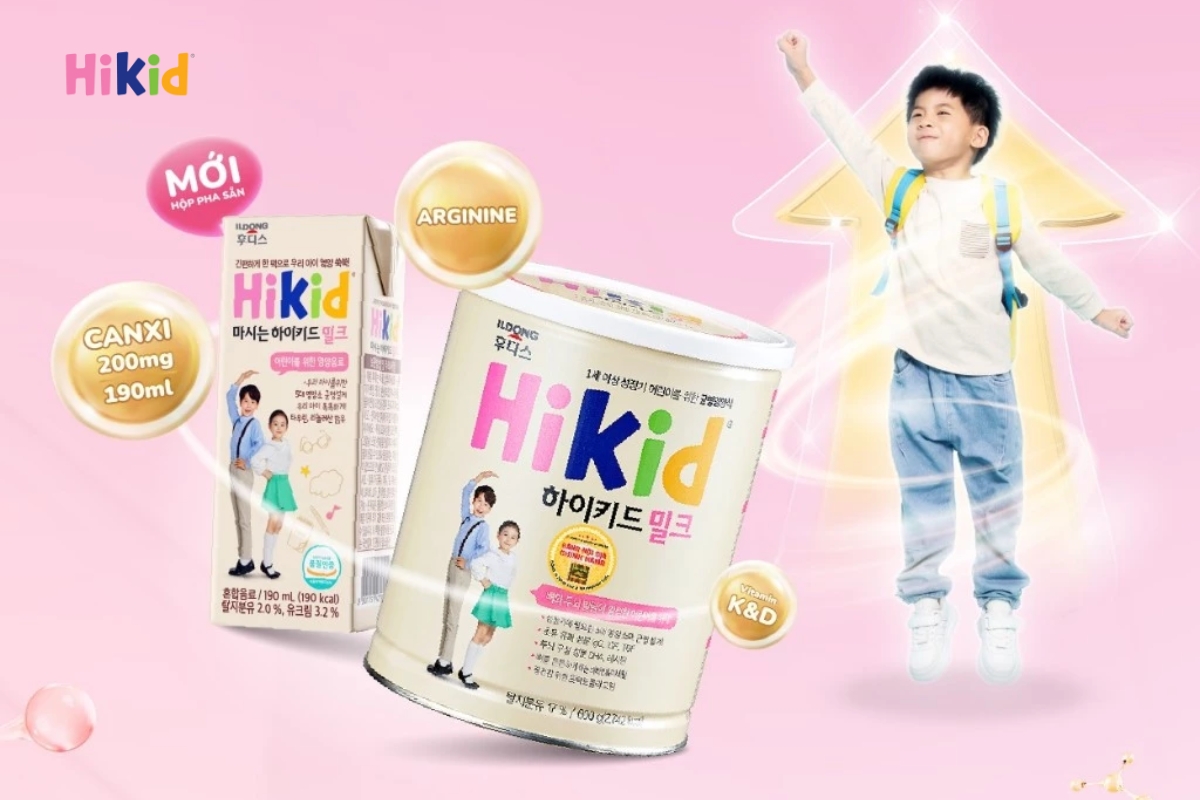 Sữa bột pha sẵn Hikid giàu dưỡng chất hỗ trợ phát triển chiều cao