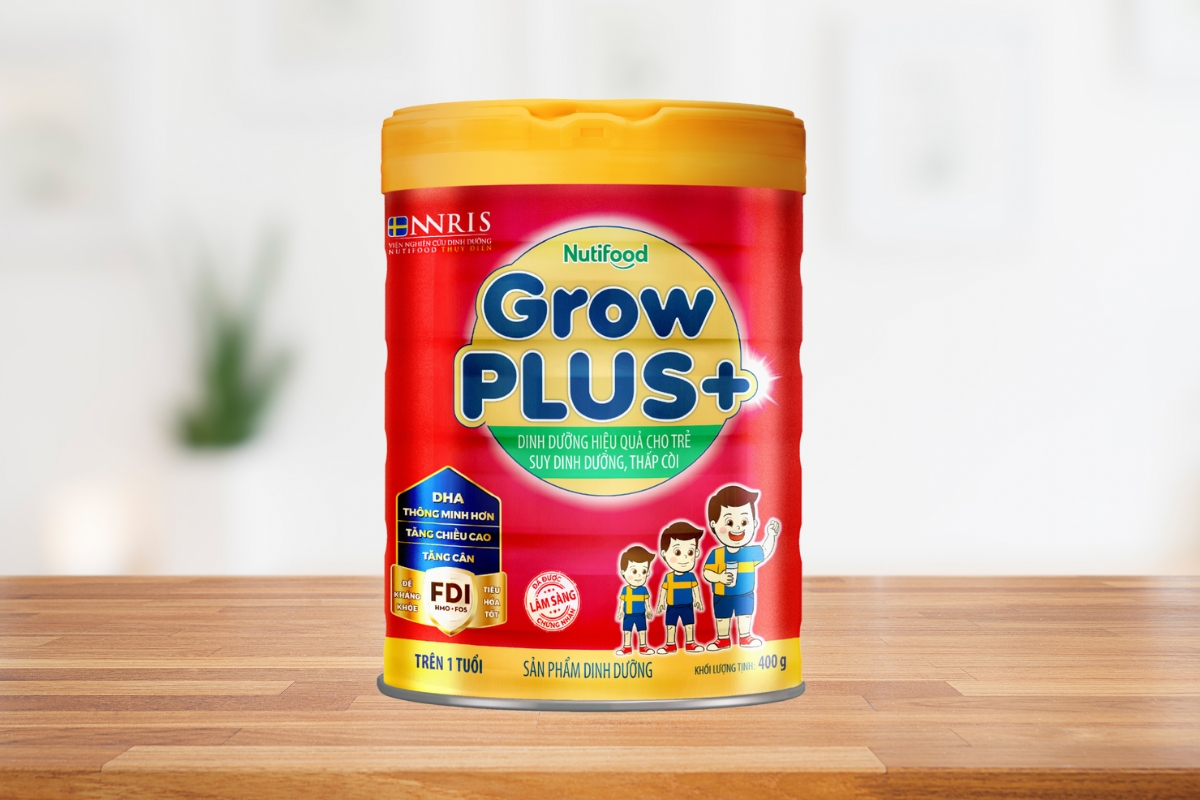 Sữa NutiFood Grow Plus + phù hợp với trẻ suy dinh dưỡng thể thấp còi