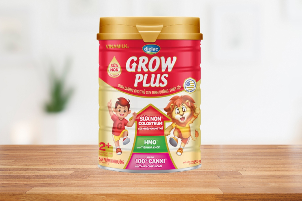 Sữa Dielac Grow Plus cung cấp 100% hàm lượng Canxi mà cơ thể bé cần để cao lớn