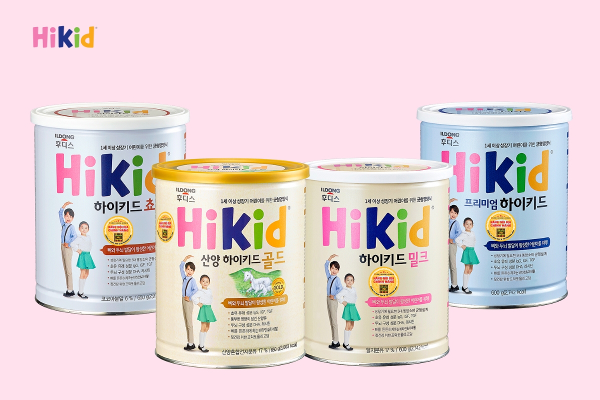 Sữa Hikid có đa dạng các dòng sản phẩm, phù hợp với nhu cầu của trẻ từ 1 - 9 tuổi